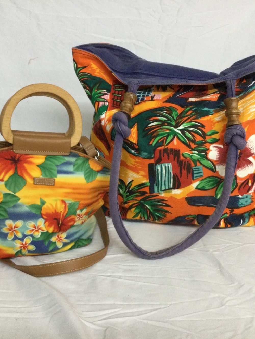 2 Beautiful Summer Bags, Sun-N-Sand Canvas Beach Tote Bag & Relic Purse